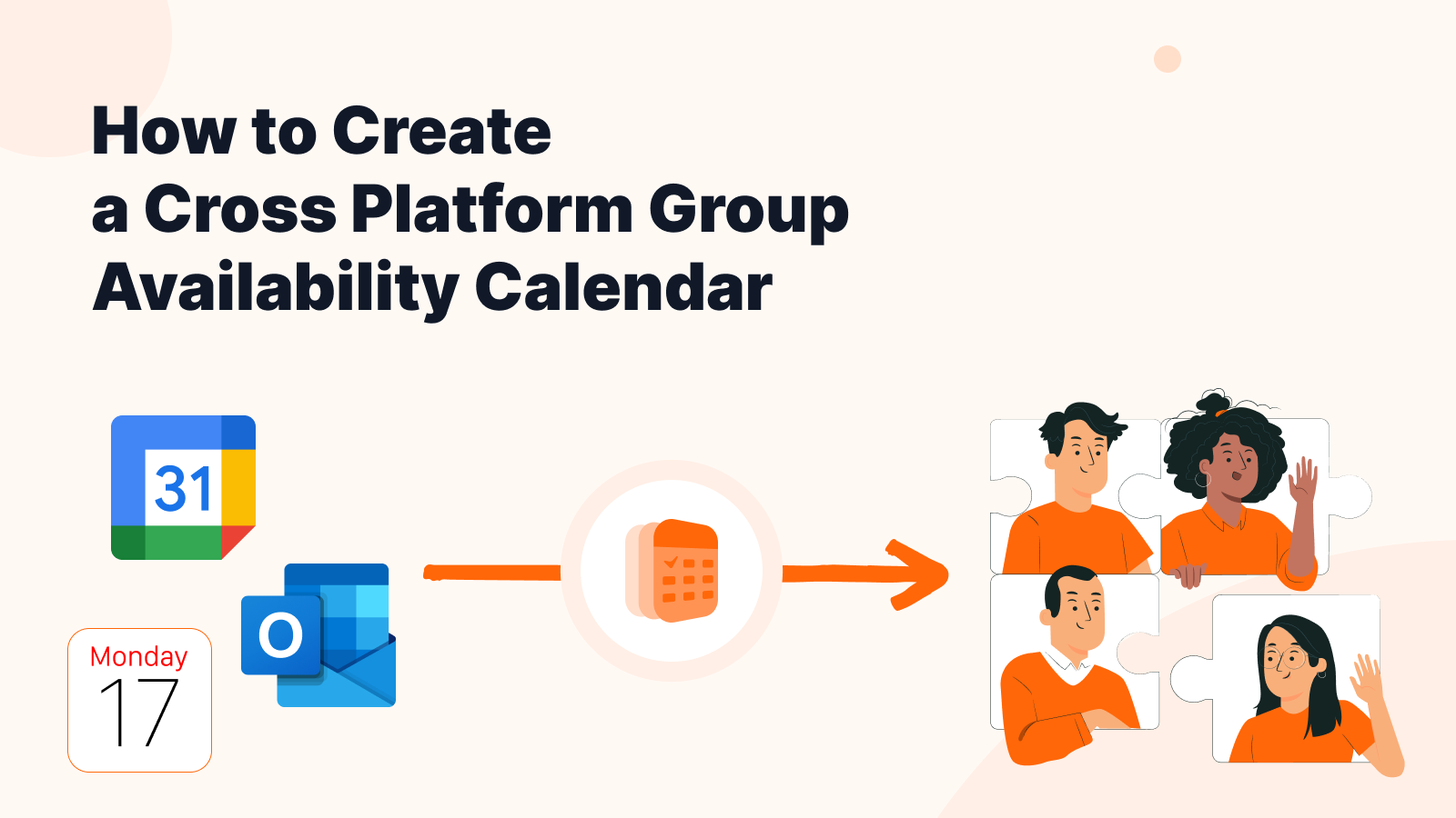 Diagram showing iPhone, Android, and Windows calendar sync connections across three major ecosystems in 2024