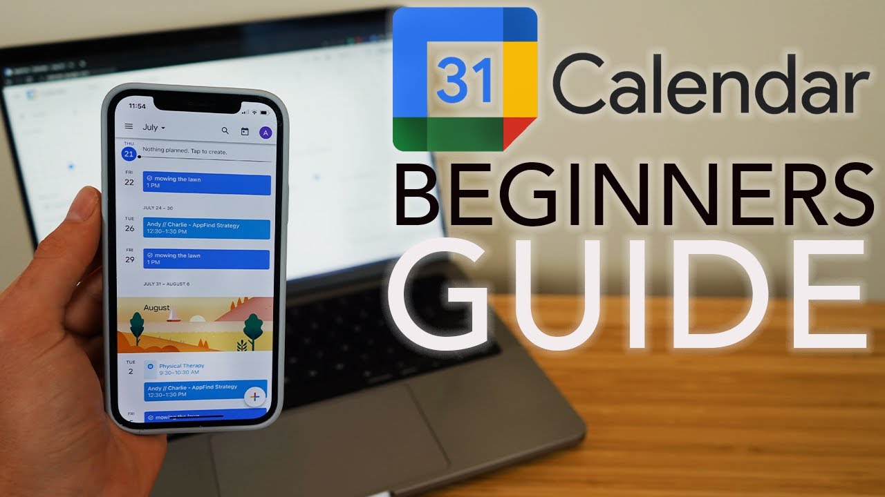 Cross-platform calendar sync setup showing iPhone, Android phone, and desktop computer with synchronized calendars