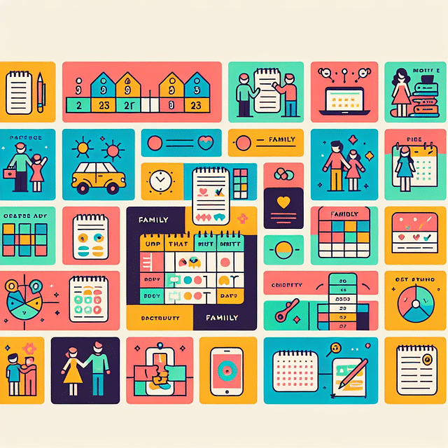 A calendar with events color-coded for different family members