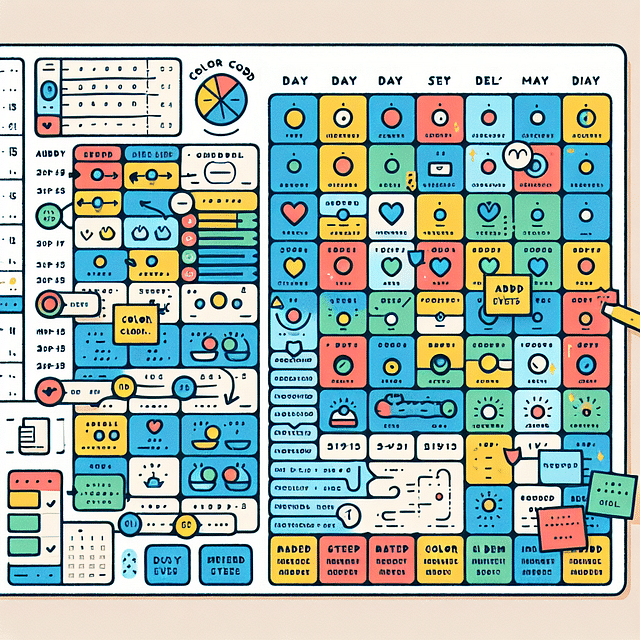 color-coded calendar sections illustration