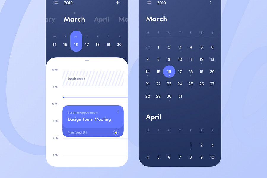 calendar app user interface