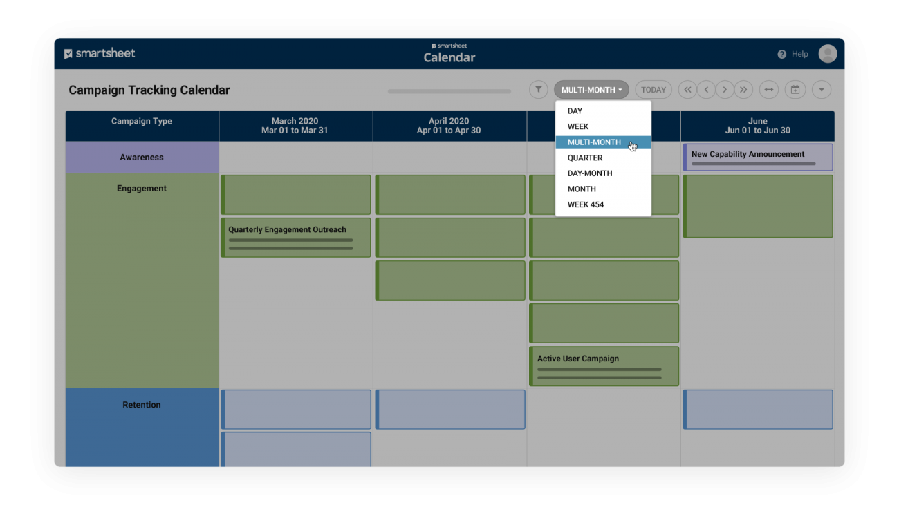 color-coded calendar