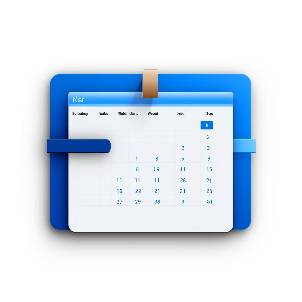 Outlook application opened with the 'Calendar' icon highlighted