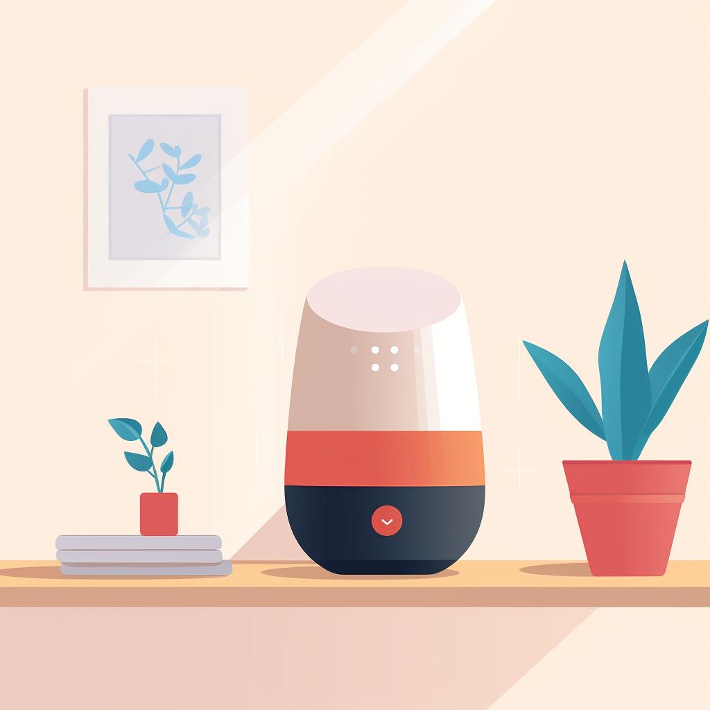 Google Home device with voice command caption